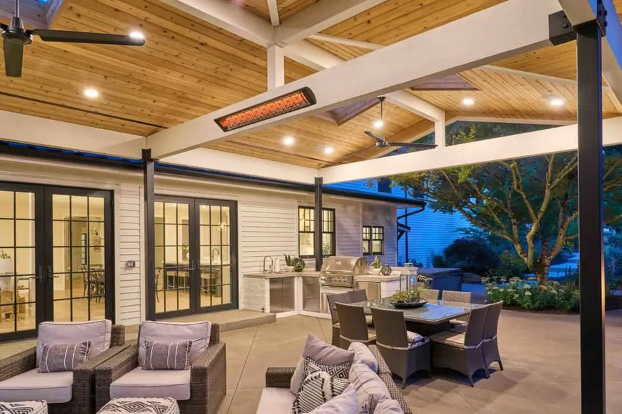 Example of the CD6024BL1 Infratech Electric Infrared Radiant Heaters Surfaced Mount with Motif Contemporary Fascia Cover - Black