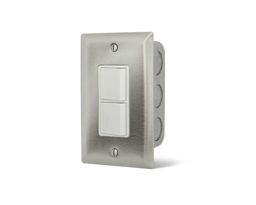 Infratech 14 4300 Duplex Stack Switch Single SS Wall Plate with Gang Box - 4.88 x 3.13 x 1.88 in. - Stainless Steel Color