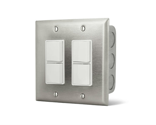 Infratech 14 4305 Duplex Stack Switch Dual SS Wall Plate with Gang Box - 4.88 x 4.94 x 1.56 in. - Stainless Steel Color