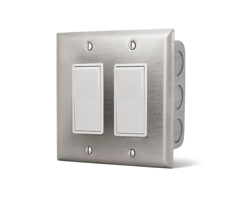 Infratech 14 4405 On Off Switch Dual SS Wall Plate with Gang Box - 5.5 x 3.63 x 2.25 in. - Stainless Steel Color