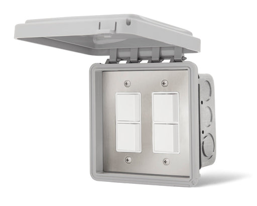 Infratech 14 4315 Duplex Stack Switch Dual Flush Mount with Weatherproof Cover - 4.75 x 4.75 x 1.25 in. - Stainless Steel Color