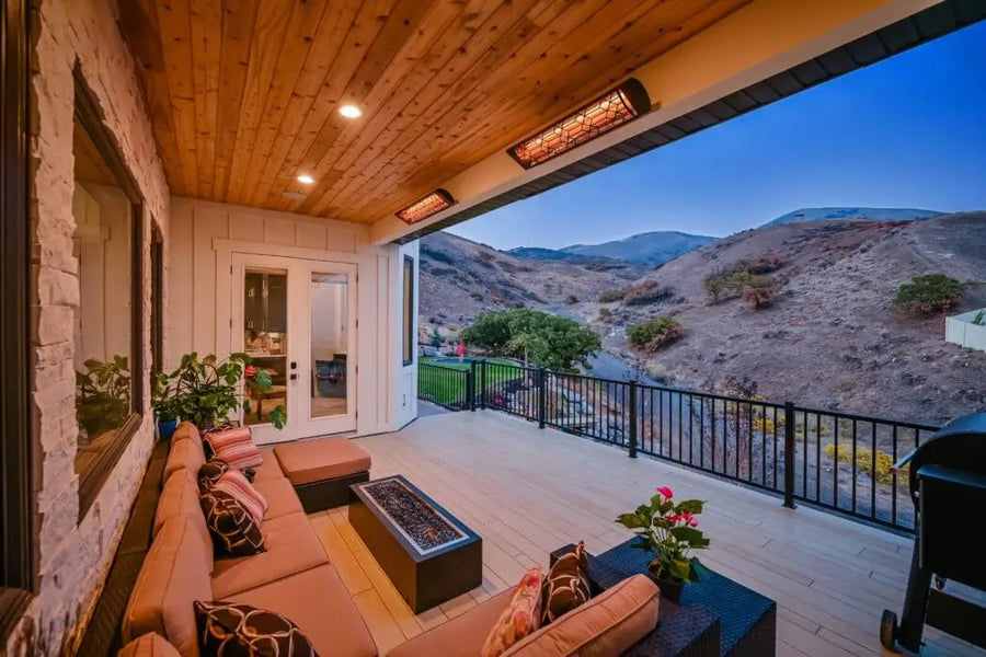 Example of the CD6024BL2 Infratech Electric Infrared Radiant Heaters Surfaced Mount with Motif Craftsman Fascia Cover - Black
