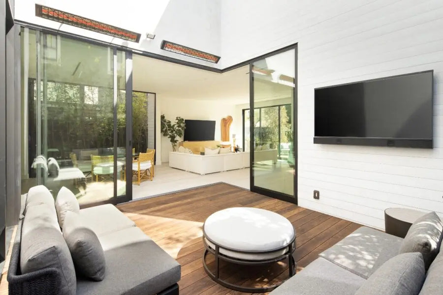Example of the CD6024BL1 Infratech Electric Infrared Radiant Heaters Surfaced Mount with Motif Contemporary Fascia Cover - Black