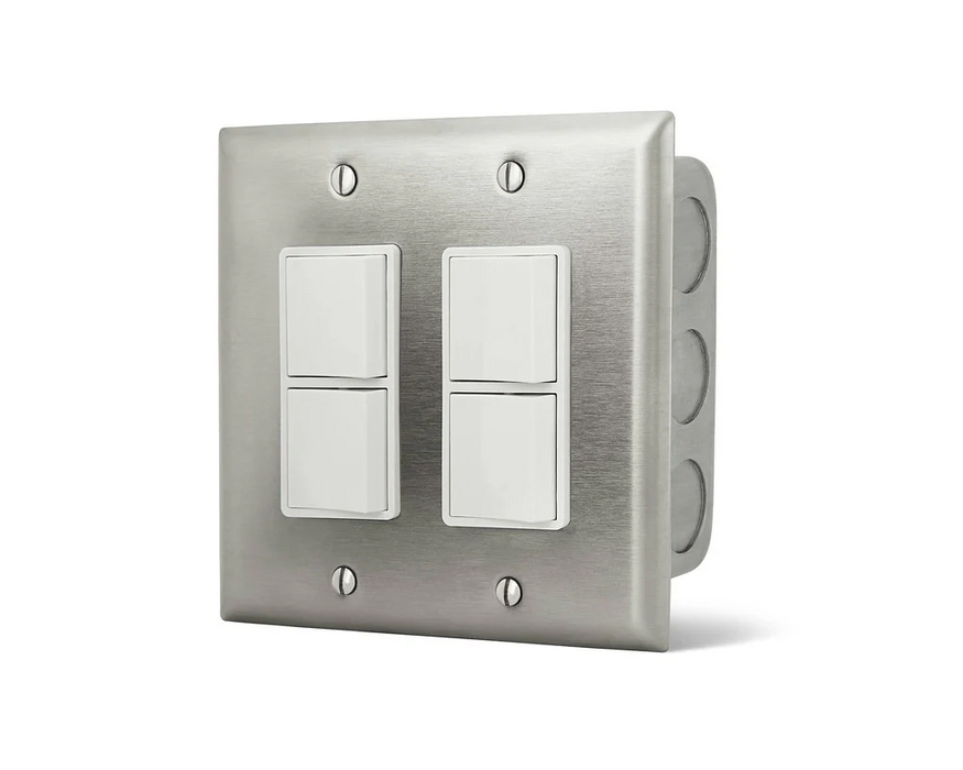 Infratech Duplex Stack Switch Dual Single Stainless Steel Wall Plate with Gang Box