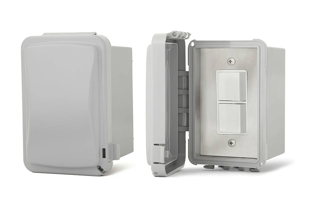 Infratech Duplex Stack Switch Single Surface Mount with Weatherproof Cover Stainless Steel