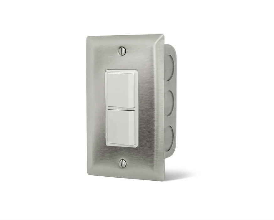 Infratech Duplex Stack Switch Single Stainless Steel Wall Plate with Gang Box