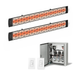 Infratech Combo Package - (1) 2-Relay 2-Zone Universal Control Panel with (2) CD Series Dual Element with Contemporary Motif CD5224BL1 5200W 240V Infrared Electric Patio Heaters in Black Color