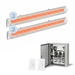 Infratech Combo Package - (1) 2-Relay 2-Zone Universal Control Panel with (2) CD Series Dual Element with Contemporary Motif CD5224MG1 5200W 240V Infrared Electric Patio Heaters in Marine Grade