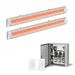 Infratech Combo Package - (1) 2-Relay 2-Zone Universal Control Panel with (2) CD Series Dual Element with Contemporary Motif CD5224SS1 5200W 240V Infrared Electric Patio Heaters in Stainless Steel Color