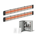 Infratech Combo Package - (1) 2-Relay 2-Zone Universal Control Panel with (2) CD Series Dual Element with Craftsman Motif CD6024BL2 6000W 240V Infrared Electric Patio Heaters in Black Color