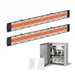 Infratech Combo Package - (1) 2-Relay 2-Zone Universal Control Panel with (2) CD Series Dual Element with Mediterranean Motif CD6024BL3 6000W 240V Infrared Electric Patio Heaters in Black Color