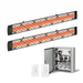 Infratech Combo Package - (1) 2-Relay 2-Zone Universal Control Panel with (2) CD Series Dual Element with Traditional Motif CD6024BL4 6000W 240V Infrared Electric Patio Heaters in Black Color