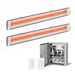 Infratech Combo Package - (1) 2-Relay 2-Zone Universal Control Panel with (2) CD Series Dual Element CD6024GR 6000W 240V Infrared Electric Patio Heaters in Grey Color