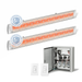 Infratech Combo Package - (1) 2-Relay 2-Zone Universal Control Panel with (2) CD Series Dual Element with Contemporary Motif CD6024MG1 6000W 240V Infrared Electric Patio Heaters in Stainless Steel Marine Grade