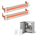 Infratech Combo Package - (1) 2-Relay 2-Zone Universal Control Panel with (2) WD Series Dual Element WD5224CP 5200W 240V Infrared Electric Patio Heaters in Copper Color