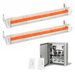 Infratech Combo Package - (1) 2-Relay 2-Zone Universal Control Panel with (2) WD Series Dual Element WD6024WH 6000W 240V Infrared Electric Patio Heaters in White Color