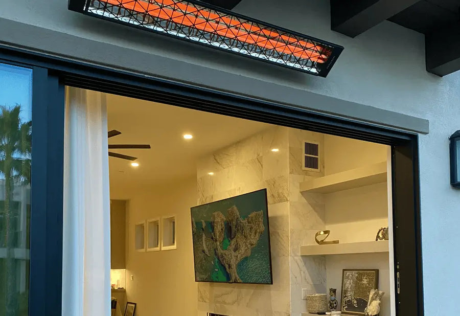 Example of the CD6024BL1 Infratech Electric Infrared Radiant Heaters Surfaced Mount with Motif Contemporary Fascia Cover - Black