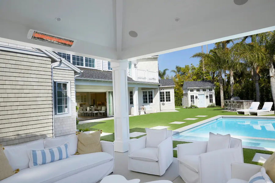Example of the CD6024WH Infratech Electric Infrared Radiant Heaters Surfaced Mount with Motif Contemporary Fascia Cover - SS