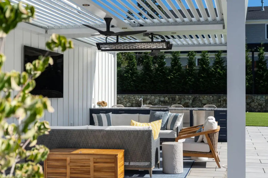 Example of the CD6024BL Infratech Electric Infrared Radiant Heaters Surfaced Mount with Motif Contemporary Fascia Cover - Black