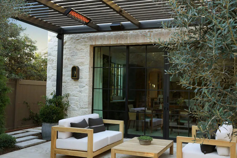 Example of the CD6024BL Infratech Electric Infrared Radiant Heaters Surfaced Mount with Motif Contemporary Fascia Cover - Black