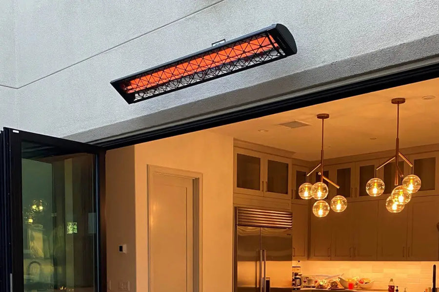 Example of the CD6024BL Infratech Electric Infrared Radiant Heaters Surfaced Mount with Motif Contemporary Fascia Cover - Black